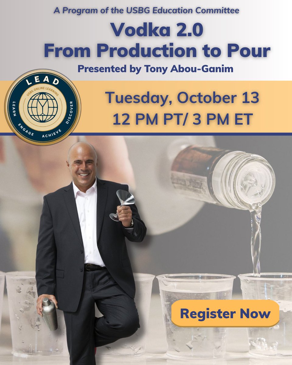 TheUSBG's tweet photo. Think vodka is just a blank canvas? Think again. 👀

Join Tony Abou-Ganim for our next USBG LEAD Seminar, Vodka 2.0, and take a closer look at what actually gives vodka its flavor, texture, and character.

📅 Tuesday, Oct 13
🕚 12 PM PT
🔗 Register HERE: https://t.co/TSWCNM4cno https://t.co/G0dqz9IFaN