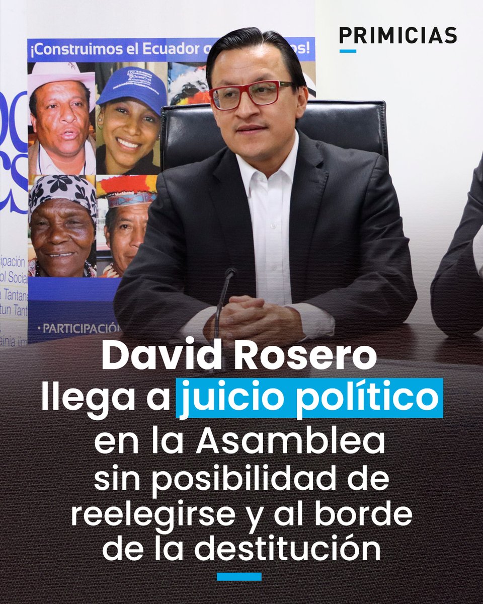 Primicias's tweet photo. La Comisión de Fiscalización aprobó el cronograma de comparecencias y práctica de la prueba de cargo y descargo para el juicio político contra David Rosero, integrante del Consejo de Participación Ciudadana y Control Social. 
https://t.co/3fH2iZXFxy https://t.co/WjmkbmMT3h