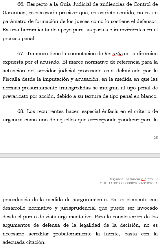 loviedoH's tweet photo. Corte S. Rad. 73289/26. A. Preparatoria.

Improcedencia del decreto de testimonios de expertos en derecho. Guías judiciales de audiencias de C. de G/tias., no son parámetros de formación, son herramientas de apoyo. Pertinencia de decisiones similares tomadas por el acusado en https://t.co/eulTELthAI