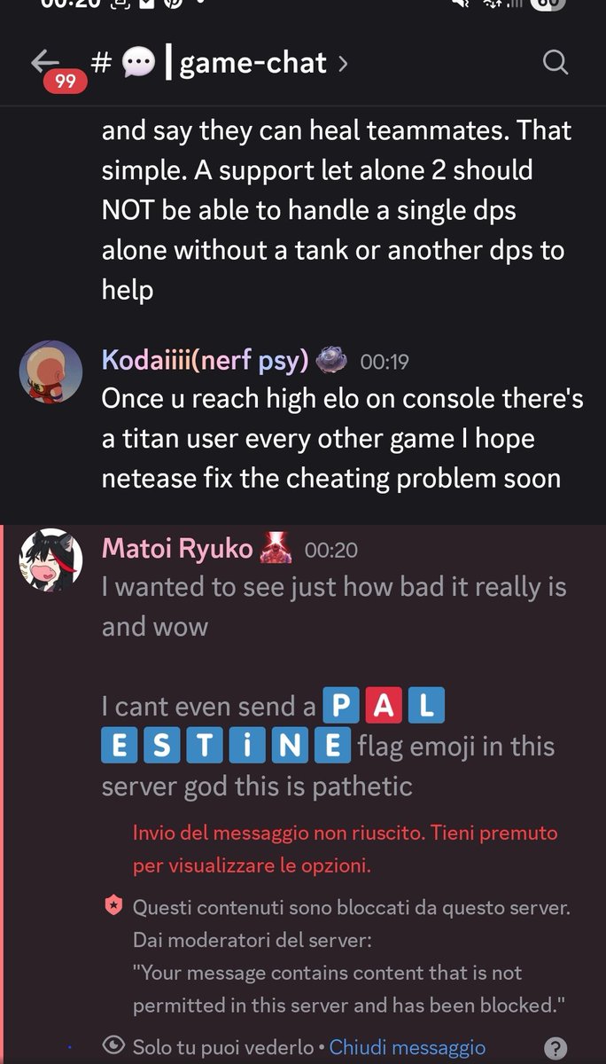 ReceiveandStab's tweet photo. Absolutely insane how they put more effort in silencing all mentions of Palestine in the official Rivals server than silencing racism in their own game. https://t.co/PbPboDGDBb