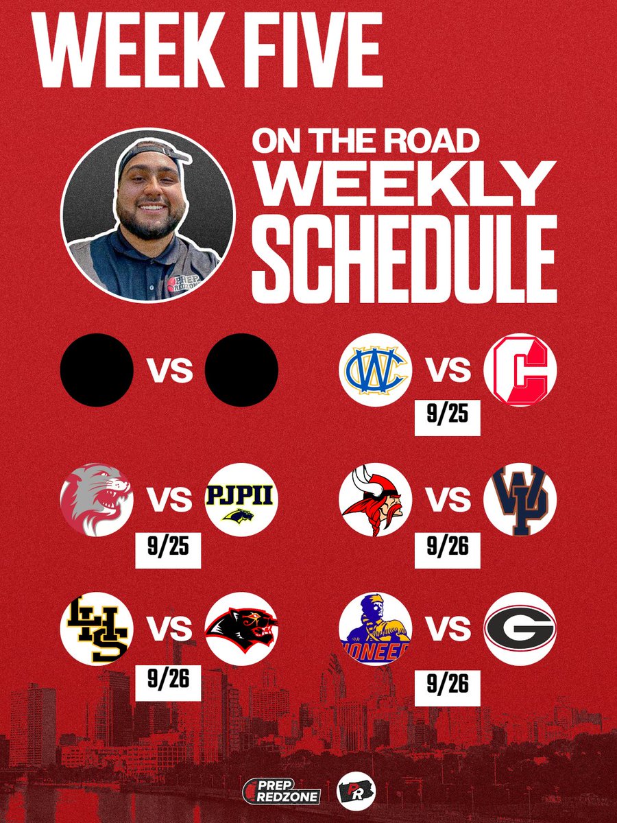 PRZVicCastillo's tweet photo. 👇My Week FIVE Schedule👇 
@PrepRedzone 

------9/25-----
West Catholic (3-1) @ Archbishop Carroll (4-0) 04:00 PM 
https://t.co/PKeHkCdtV1

Owen J. Roberts (2-2) @ Pope John Paul II (4-0) 07:00 PM 
https://t.co/I2hsN77Tbk

-----9/26-----
Northeast (2-2) @ West Philadelphia (1-3) 12:00 PM 
https://t.co/6mnSuhIBf0

Abraham Lincoln (2-2) @ Imhotep Charter School (3-1) 03:00 PM  Notes: at Germantown Supersite 
https://t.co/FjfePuT8dN

Frankford (1-2) @ Simon Gratz (2-2) 07:00 PM 
https://t.co/NWbbbjEsmK