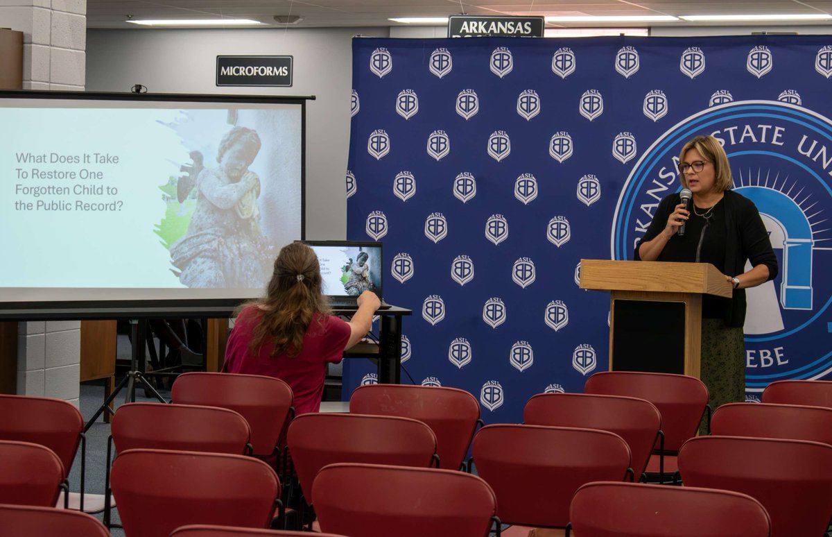 ASUBeebe's tweet photo. Day 1 of True Crime Week is in the books! 🔍

Missed Dr. Amber Bramlett’s presentation on The Tennessee Children’s Home? Watch now: https://t.co/aDGaAD1RC2

🚨 Up Next: Join us tomorrow at Noon in the library for retired officer J.D. Eckert!

#ASUBeebe #TrueCrime https://t.co/rzFfXfLy6O