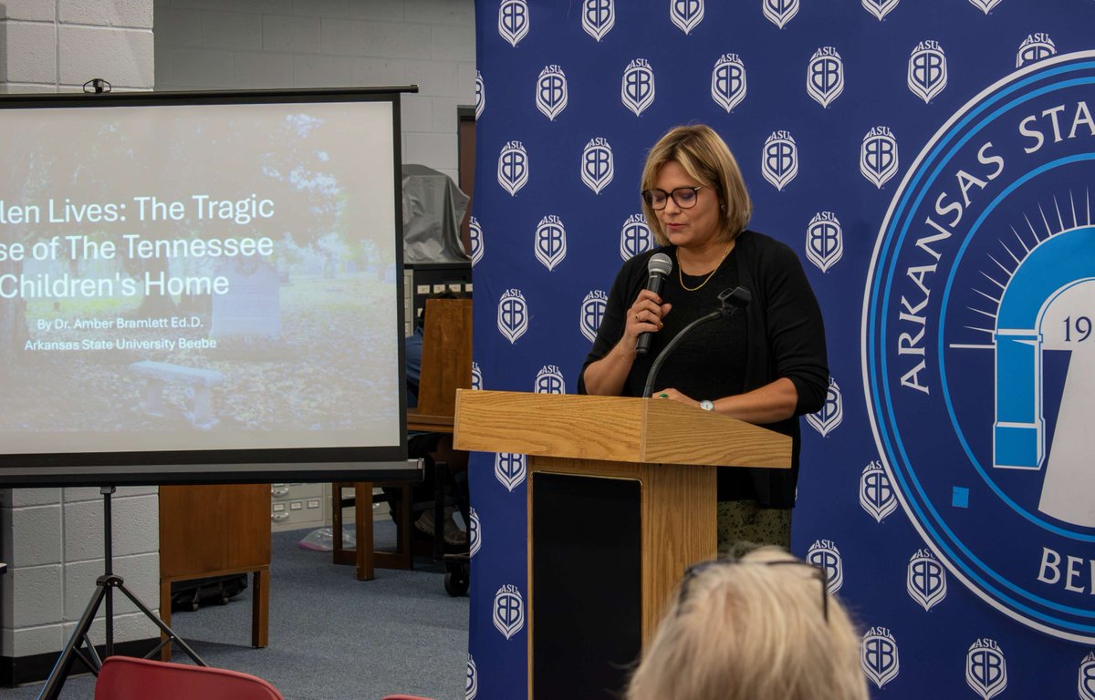 ASUBeebe's tweet photo. Day 1 of True Crime Week is in the books! 🔍

Missed Dr. Amber Bramlett’s presentation on The Tennessee Children’s Home? Watch now: https://t.co/aDGaAD1RC2

🚨 Up Next: Join us tomorrow at Noon in the library for retired officer J.D. Eckert!

#ASUBeebe #TrueCrime https://t.co/rzFfXfLy6O