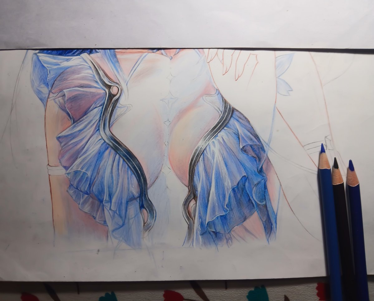 Synthia0001's tweet photo. Shorekeeper progress shot. Clothes ✅
#wutheringwwaves #wuwa #synthiaart https://t.co/tESRfTxATB
