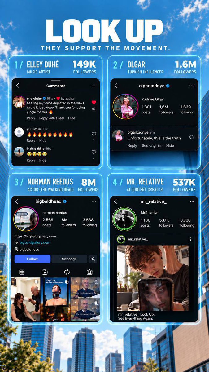 LookUp_official's tweet photo. The LOOK UP movement is happening on IG with a total of 550M combined views across hundreds of accounts.

The hype is real 🌐

We’re now starting the revolution on X and @solana. https://t.co/NFbsOl5bFh