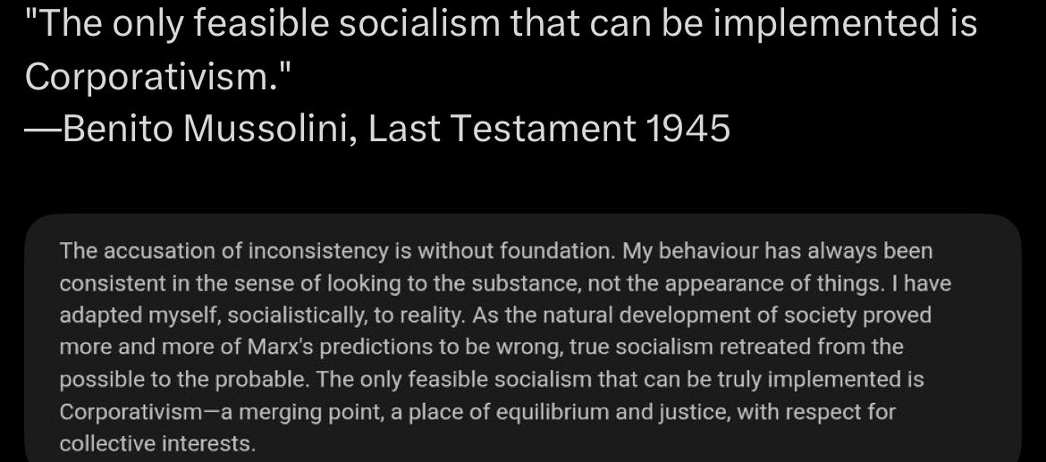 IIrescind's tweet photo. “But fascist culture, which reclaims values from the entire Italian twentieth century, is not right-wing.” - Benito Mussolini https://t.co/fxabHfdhQ6