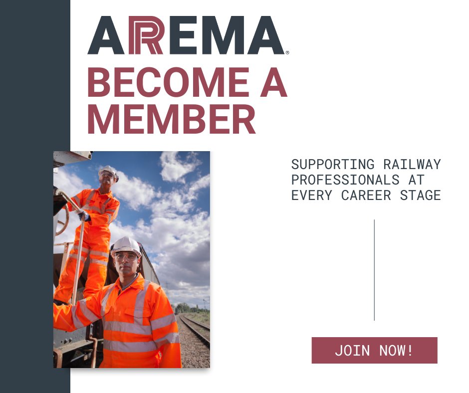 AREMArail's tweet photo. AREMA membership connects railway professionals to trusted technical resources, industry expertise, and a strong professional network. Learn, contribute, and lead at every career stage.

Become a member https://t.co/a9dBK2MxAV https://t.co/tClsyl75p2