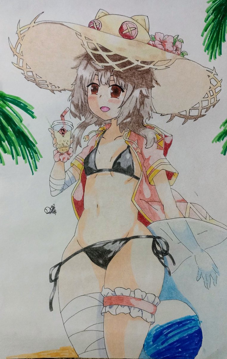 La_chipi_28's tweet photo. Resubiendo dibujo de Megumin en la playa. Lo copié de una tarjeta que tengo 🐿️🔥

#megumin #konosuba https://t.co/dShSbpISmd
