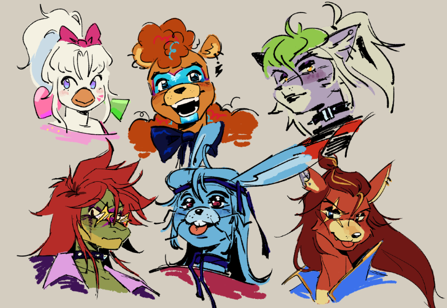 holidayturkeyy's tweet photo. all da headshots i ended up doodling Lols #fnaf https://t.co/YOD9BuXWYP