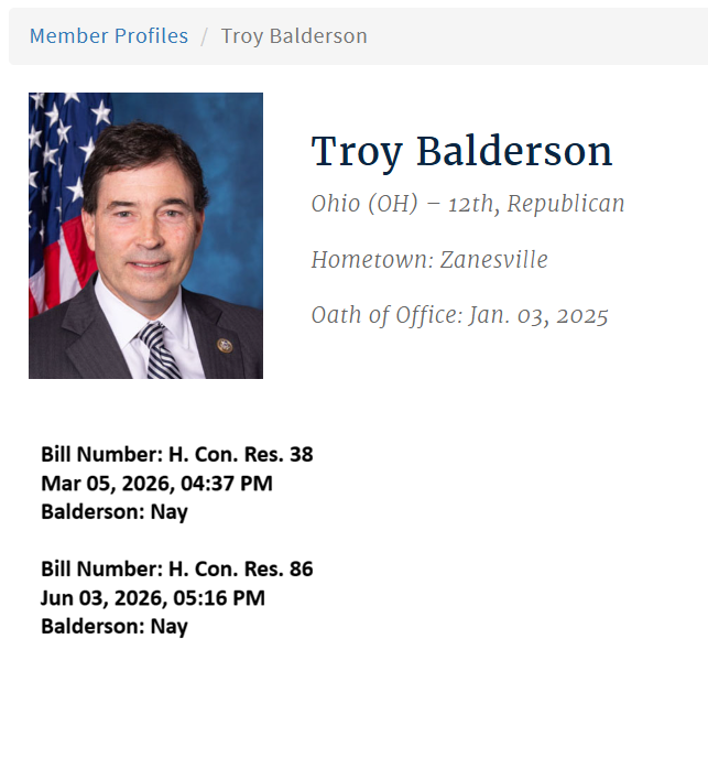 LarryTenney's tweet photo. Twice before the Summer really got started, MAGA Troy Baldnerson #OH12 voted against ending Trump's Iran War.
Next time you go to the โฝ๏ธgas pump, remember Trump & his toady William "Troy" Balderson did that!
Vote for @JerradChristian NOT Troy Balderson! End the madness! https://t.co/8372ayOviP