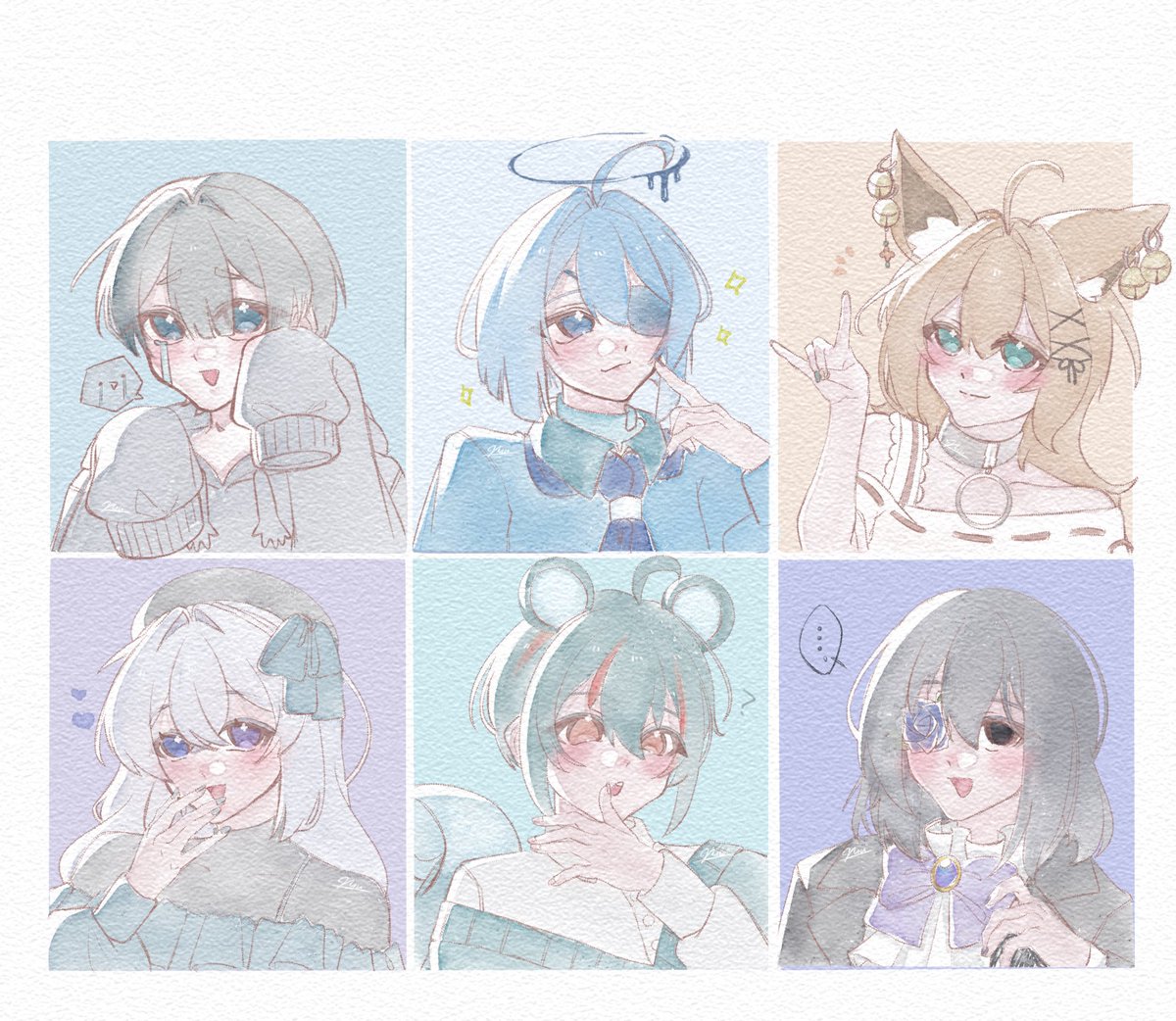 n4unla's tweet photo. 【  #よその子の顔だけ描きたい  】
何とか完成🙌🙌🙌
みんなめちゃくちゃかわいいからみてくれ

ユーザーネームを表記していただければ、
どのように使っていただいても構いません…！
創作っこ紹介の時に活用でも、
ヘッダーやアイコンでもお好きなように✨️ https://t.co/3KYTMUmCHV