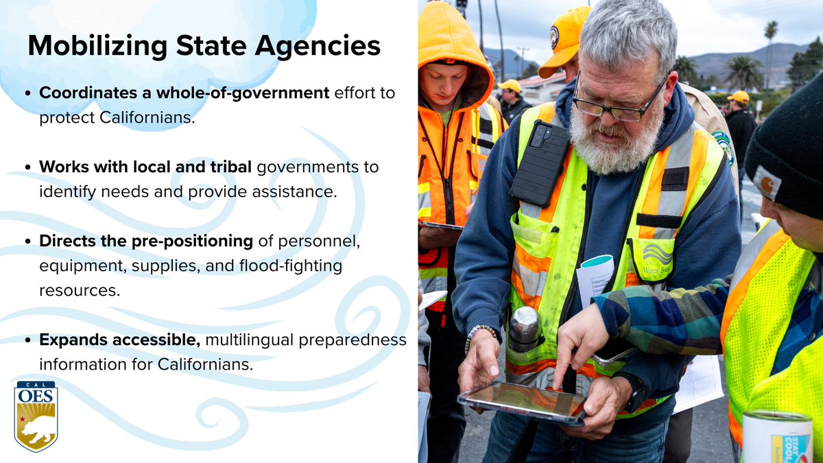 Cal_OES's tweet photo. As El Niño gets stronger, @CAgovernor has proclaimed a State of Emergency to help California be prepared ahead of the winter storms.

The proclamation will help streamline preparedness efforts, mobilize state resources, accelerate projects that reduce risks, and support early actions to protect lives and infrastructure.

Learn more: https://t.co/yVv3Kmpx00