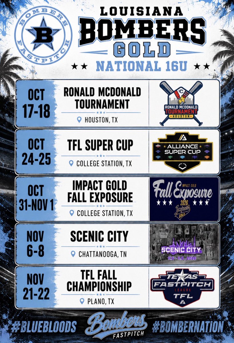 LABombersNob's tweet photo. Schedule drop!! 🔥🔥😎😎 #bombernation #Bluebloods @dale_serie @bombercoach @LineDsoftball @PrepSoftball @THEWOWSB @SoftbalAmerica https://t.co/2a0Rr8iAbH