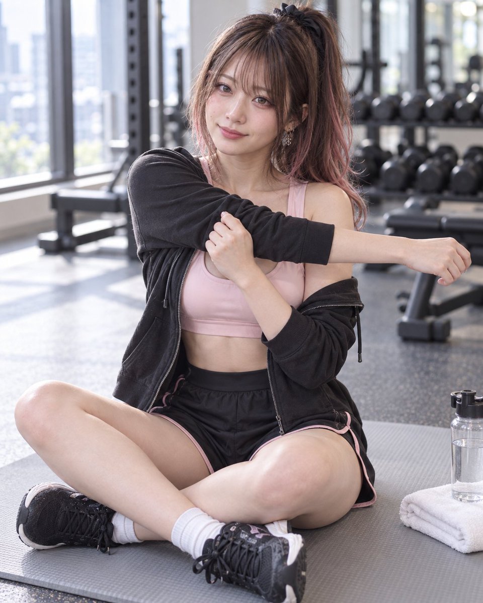 HIBANA_Fox's tweet photo. 運動前に、まずはゆっくりストレッチ🤍
ちょっと体を伸ばすだけで、やる気も出てきた
今日は最後まで頑張れるかな…？🏋️‍♀️
みんなは運動中、どんな曲を聴いてる？🎧

#AIart #AI美女 #ジム https://t.co/xQq9wuJuJn