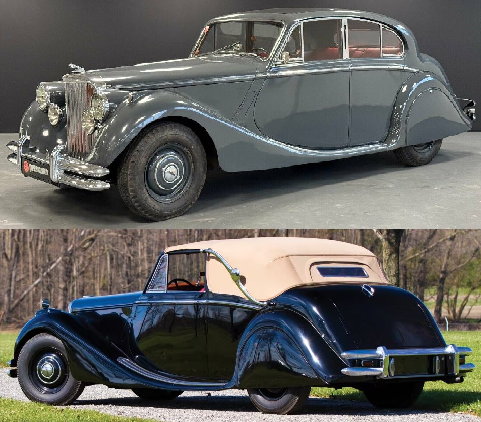 UltimativCars's tweet photo. (Background knowledge)
The #Jaguar #MarkV|#MkV (1948-51) was made in a total of 10.491 units: 9.502 #Saloon|s & 1.001 #DHC|s.
Offered as 2½ (1.703 u.) & 3½ (8.800 u.), the corresponding ratio of Saloons to #Drophead #Coupé|s is ¹1.674-29 (2½) & ²7.828-972 (3½). https://t.co/U0aIP49jtg
