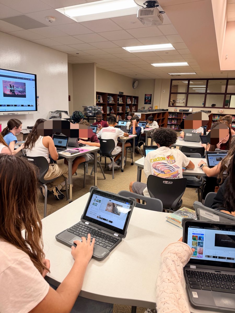 BeckJHLibrary's tweet photo. Creativity was abound today with our 8th grade GT classes! We made some epic book trailers using @AdobeExpress . @BeckJuniorHigh @katy_libraries #katylibraries @librarianerh https://t.co/RO6AH1nGxR