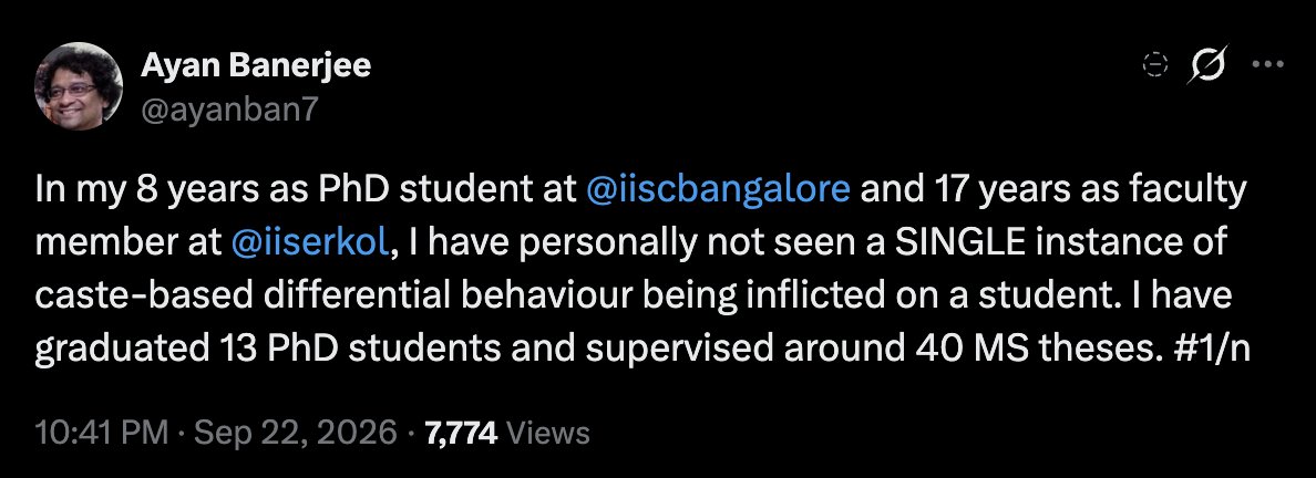 PhilipPanass's tweet photo. Ayan, have some shame. Anamitra Ray's harassment complaints to IISER Kolkata's Anti-Ragging Cell went unanswered before he died by suicide. YOU chaired that committee; the supervisor, Anamitra complained against was, umm, your wife :-) (1/2) https://t.co/MBmuAkShiz