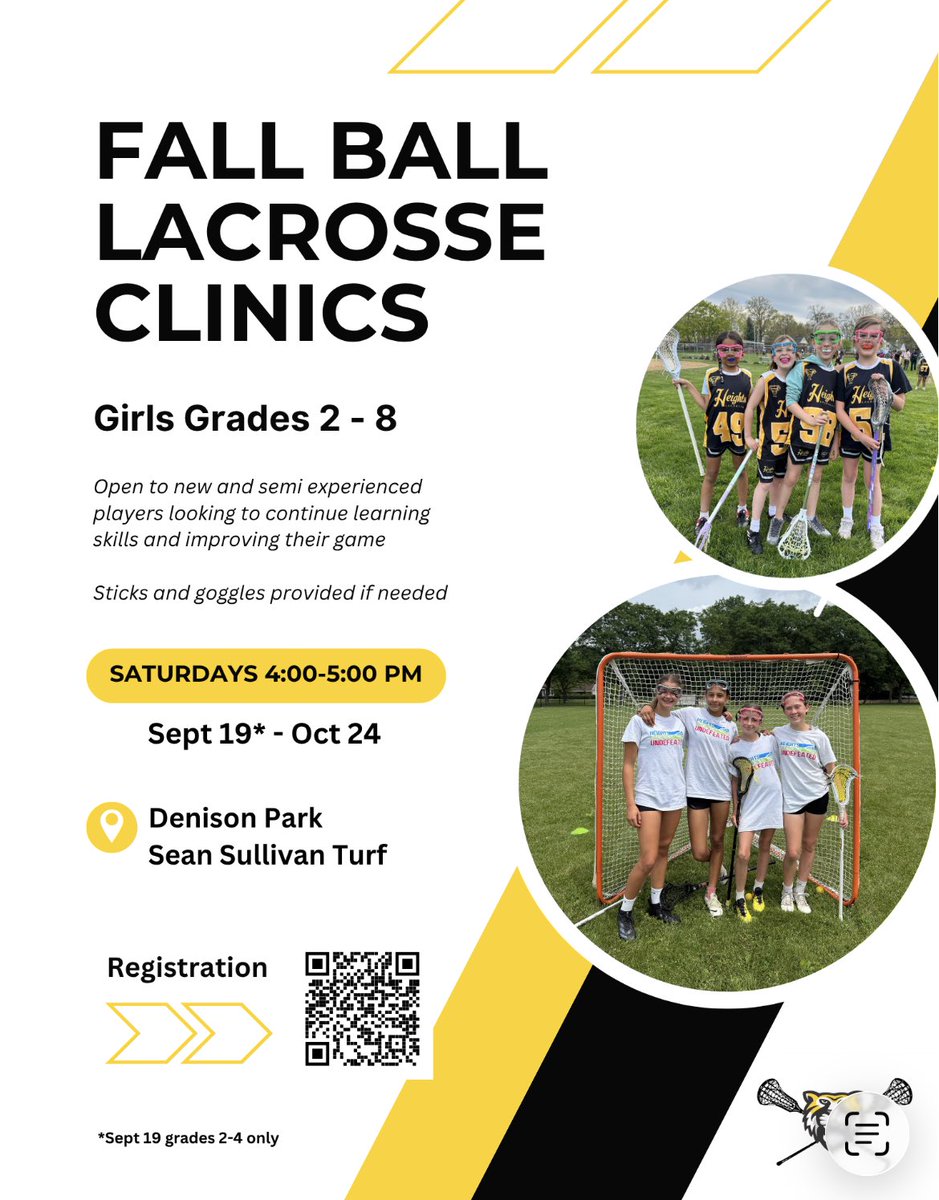 GoHeightsTigers's tweet photo. Join Heights Lacrosse for Fall Ball Clinics! https://t.co/s07IQYAtgL