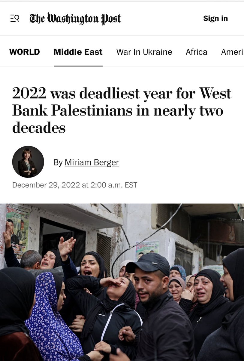Libertymama888's tweet photo. July 29 2014: Zionist crowds in Tel Aviv led by Itamar Ben-Gvir chant: "There is no school tomorrow, there are no children left in Gaza".   This is during the 2014 assault on Gaza which left over 500 children dead, over 3,000 permanently disabled.

June 19 2016: Tel Aviv mayor says Israel is "perhaps the only country in the world holding another nation under occupation without civil rights. There is no way to hold people in a situation of occupation and think that they will reach the conclusion that everything is okay and they will continue to live like that." 

Nothing changes. The killing of Palestinians under occupation continues. 

December 29 2022: The West Bank marks the deadliest year for Palestinian civilians in over two decades

September 18 2023: Save the Children reports that year being the deadliest year on record for children in the West Bank with dozens killed by Israeli settlers and IDF. 

September 24 2023: The IDF strikes Gaza continuously. 

October 6 2023: Another young Palestinian is killed by violent Jewish settlers.

October 7th comes out of "nowhere" despite countless warnings to the IDF and Bibi's government in the context of the continued occupation of Palestine. The plans for this genocide of a "problem population" have been in the works for decades.