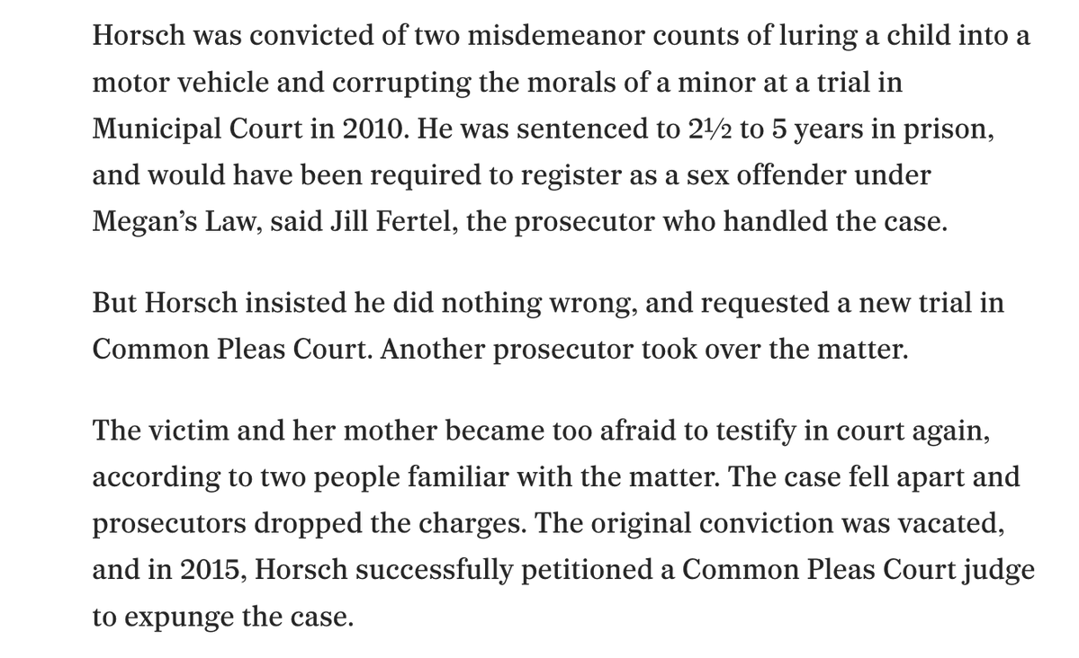 RobertSkvarla's tweet photo. The Horsch story frustrates me because he shouldn't have been able to do what he did to the women of Kensington. New reporting form the @PhillyInquirer confirms that charges involving an offense against a 9-year-old (!!!) were dropped by Philly DA's office circa 2010. https://t.co/CWU5XIetW3