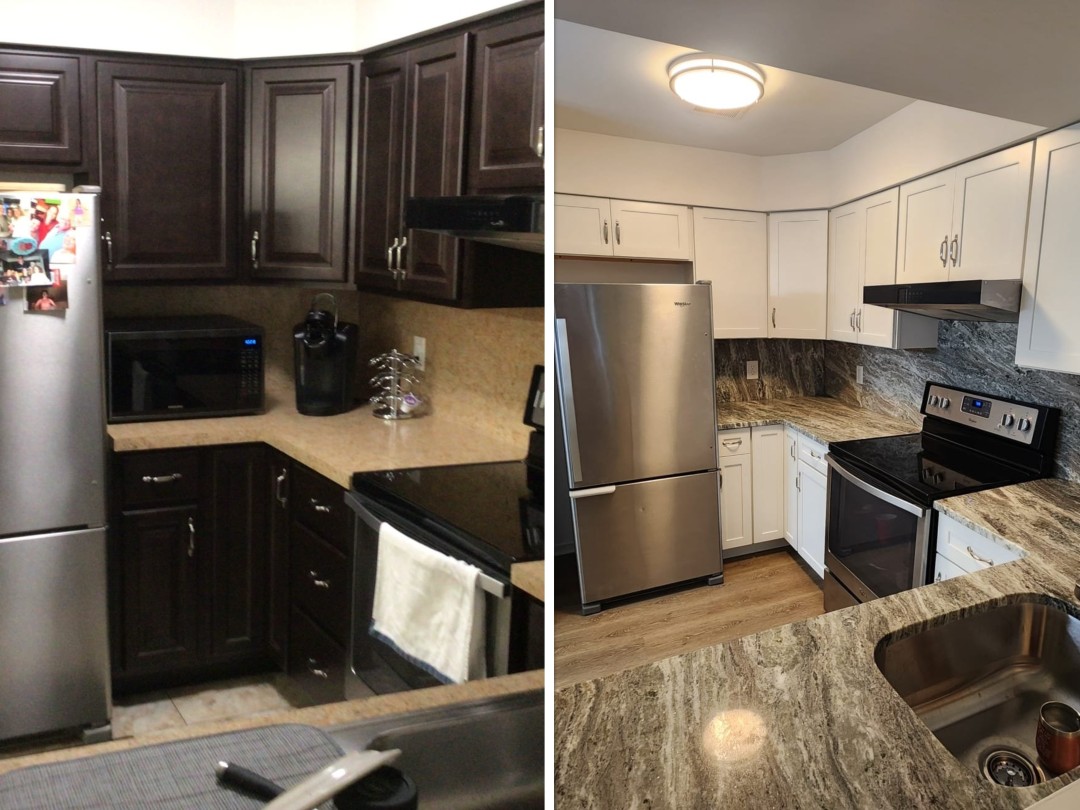 MrHandymanRich's tweet photo. From dark and dated to bright and refreshed. ✨ Kitchen remodeling can completely change how a home looks and feels. Richmond homeowners can count on our team for cabinetry, tile, flooring, carpentry and more. #RichmondVA #KitchenRemodel https://t.co/EScmOzdnSR