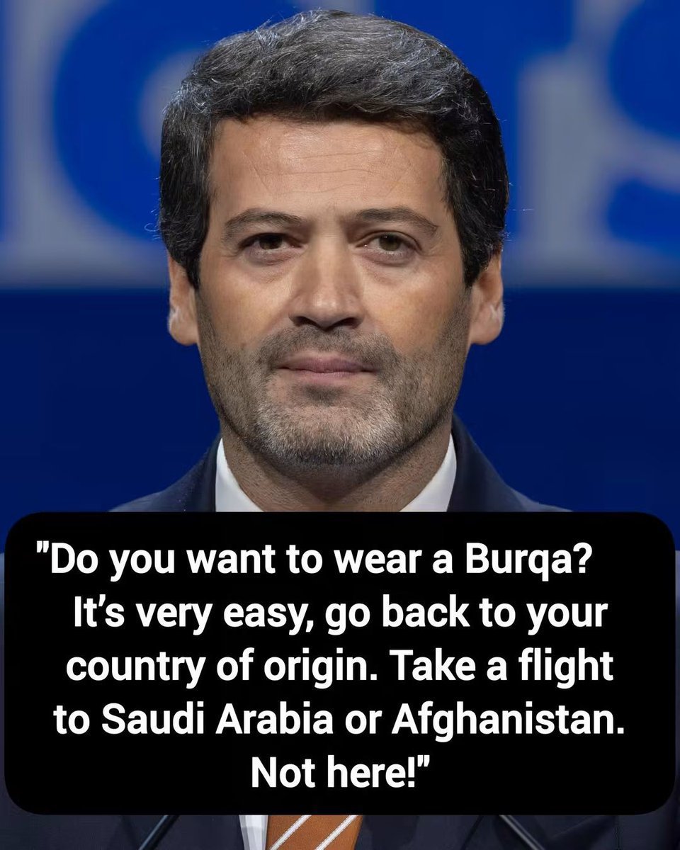 realMrpoolRV's tweet photo. 🚨Portuguese André Ventura sends a message after BANNING the Burqa:    

"Do you want to wear a Burqa? It’s very easy, go back to your country of origin. Take a flight to Saudi Arabia or Afghanistan. Not here!"👏🏾 https://t.co/JHlYpt7pyp