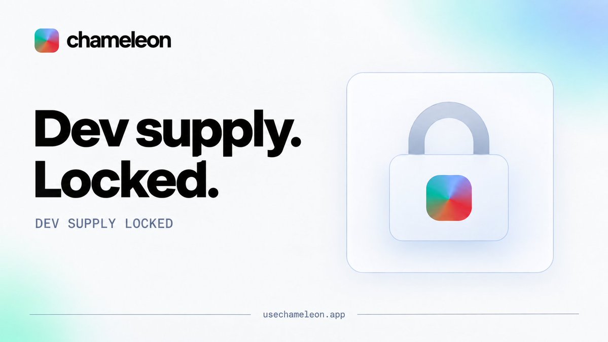 usechameleonai's tweet photo. The 3.59% $CHAM dev allocation is locked.

Transaction link: https://t.co/NLg2ZP0xaw https://t.co/qEStVNt4bj