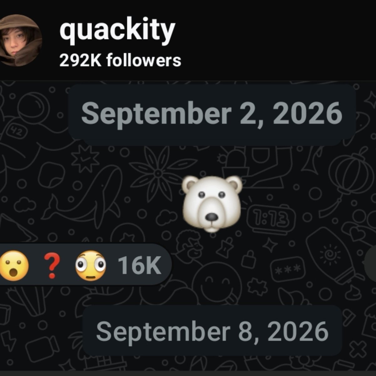 bobonilson's tweet photo. quackity with these fckn white bear emojis out of nowhere from time to time are gonna make me go crazy WHAT DOES THIS MEAAAAN https://t.co/uZtr508itV