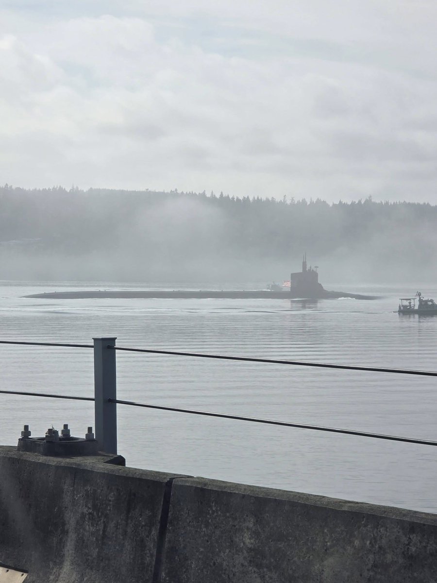 WarshipCam's tweet photo. USS Jimmy Carter (SSN 23) Seawolf-class attack submarine passing Hood Canal Bridge en route Naval Base Kitsap-Bangor - September 21, 2026     SRC: FB- Josh Milam https://t.co/l16uMuDv63