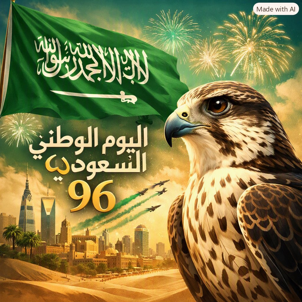 hudabeialy's tweet photo. #عزنا_بطبعنا #اليوم_الوطني_السعودي__٩٦  
٩٦ عاماً من التميز والنماء والعطاء والإنجازات اللامحدودة لوطن الخير و المجد والعز والازدهار،فعِزّنا بحضارتنا حضارةٌ نفخر بها،وأصالةٌ نعتز بها، وحضورٌ يمتد إلى العالم تحت شعارنا العريق: عزّنا بطبعنا. حفظ الله أرض الحرمين وأدام أمنها وأمانها https://t.co/UqmAnpKfUI