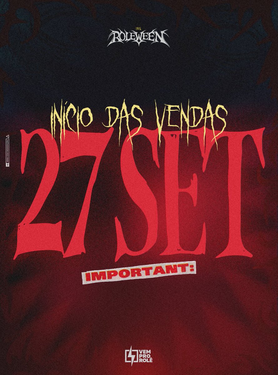 vemprorole_'s tweet photo. 🩸 O PESADELO COMEÇA A SER REAL ⚡️

O pré-cadastro do Rolêween 2026 já está liberado. 👁️‍🗨️
Cadastre-se agora pelo https://t.co/ECZS8Xx9pu e prepare-se.

🎟️ As vendas começam dia 27.09.

ROLÊWEEN 2026 - Não é um sonho, é pesadelo👹 https://t.co/AQb4LB1U8i