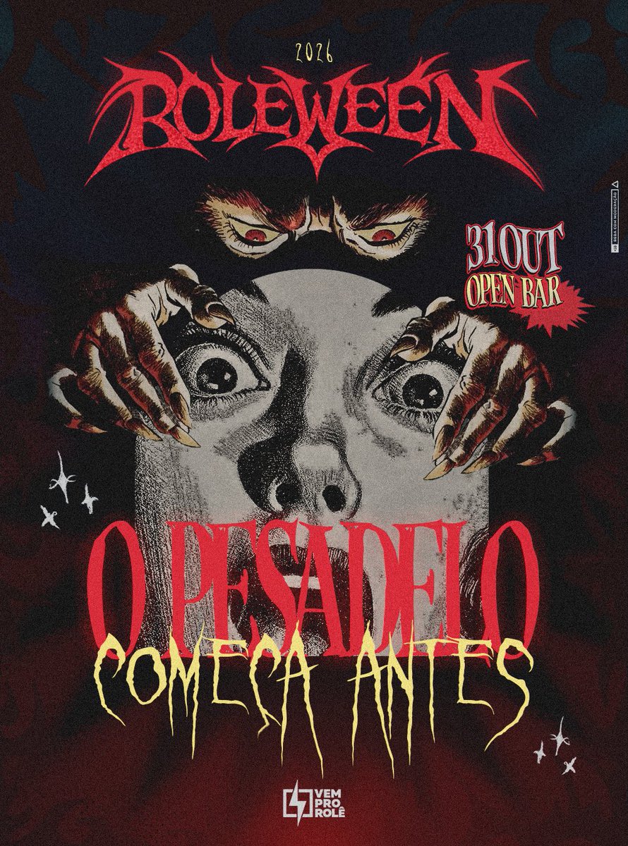 vemprorole_'s tweet photo. 🩸 O PESADELO COMEÇA A SER REAL ⚡️

O pré-cadastro do Rolêween 2026 já está liberado. 👁️‍🗨️
Cadastre-se agora pelo https://t.co/ECZS8Xx9pu e prepare-se.

🎟️ As vendas começam dia 27.09.

ROLÊWEEN 2026 - Não é um sonho, é pesadelo👹 https://t.co/AQb4LB1U8i
