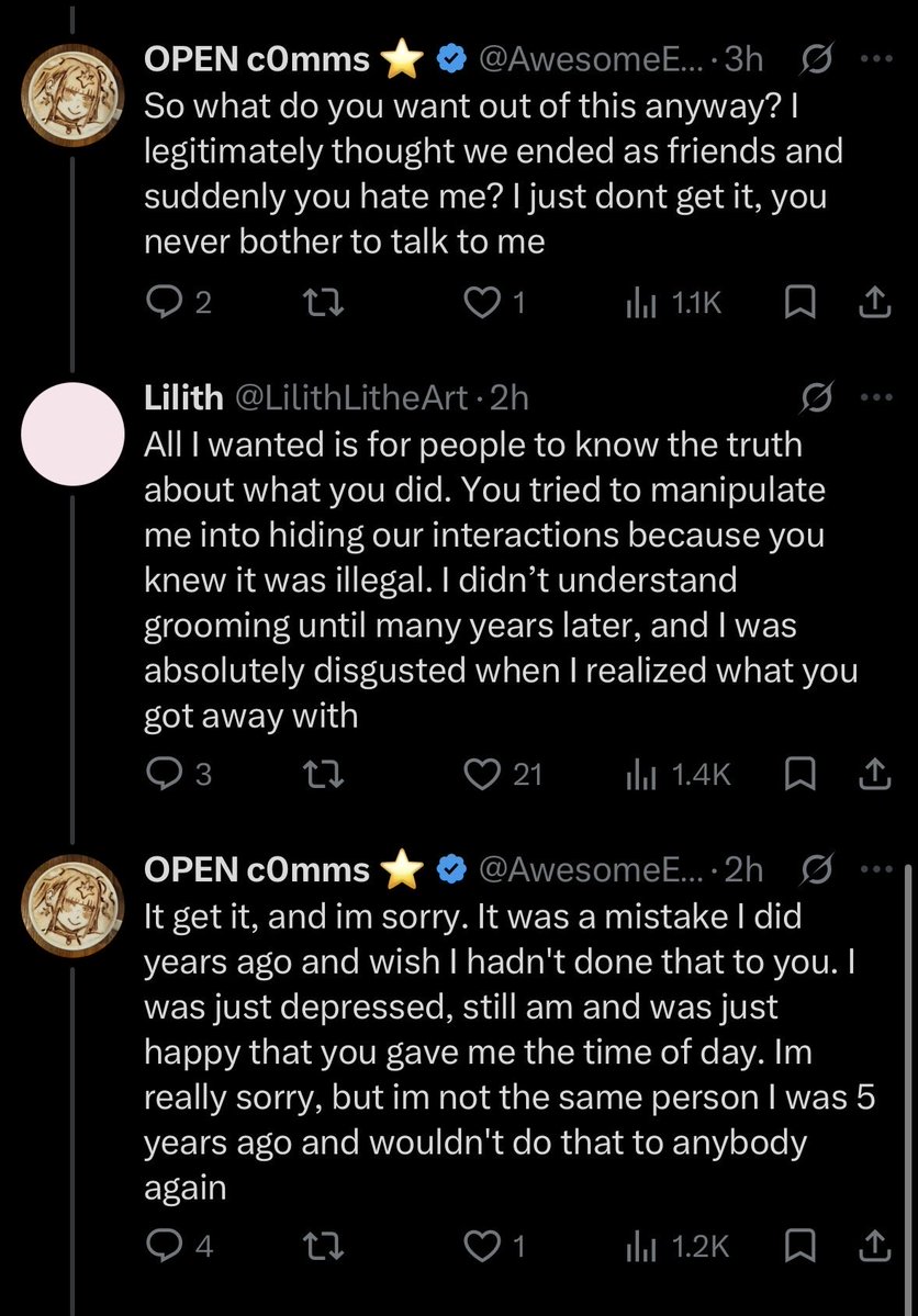 LilithLitheArt's tweet photo. @/AwesomeErick1 is a pedophile and a groomer. He is currently hiding on his paywall, and blocks/hides replies from just about everyone who calls him out. He has admitted it, yet chose to insult me and others instead of taking proper accountability. I will not be silenced. https://t.co/K0LBTSJN7m