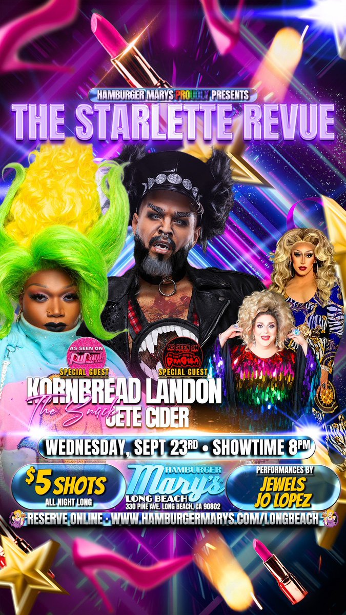 kornbreadTMFS's tweet photo. OHHHHH HAMBURGER MARYS ONG BEACH TOMORROW WITH LANDON JO and JEWELS!!!!!! LET ME PACK SOME DECENT DRAG lmao

See yall hoes there!! https://t.co/h9ZZGcATIN