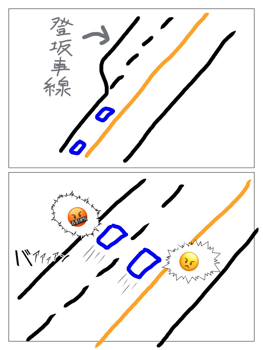 yuzuriaiproject's tweet photo. 登坂車線でよく見る光景 https://t.co/6CP6MJJdb9