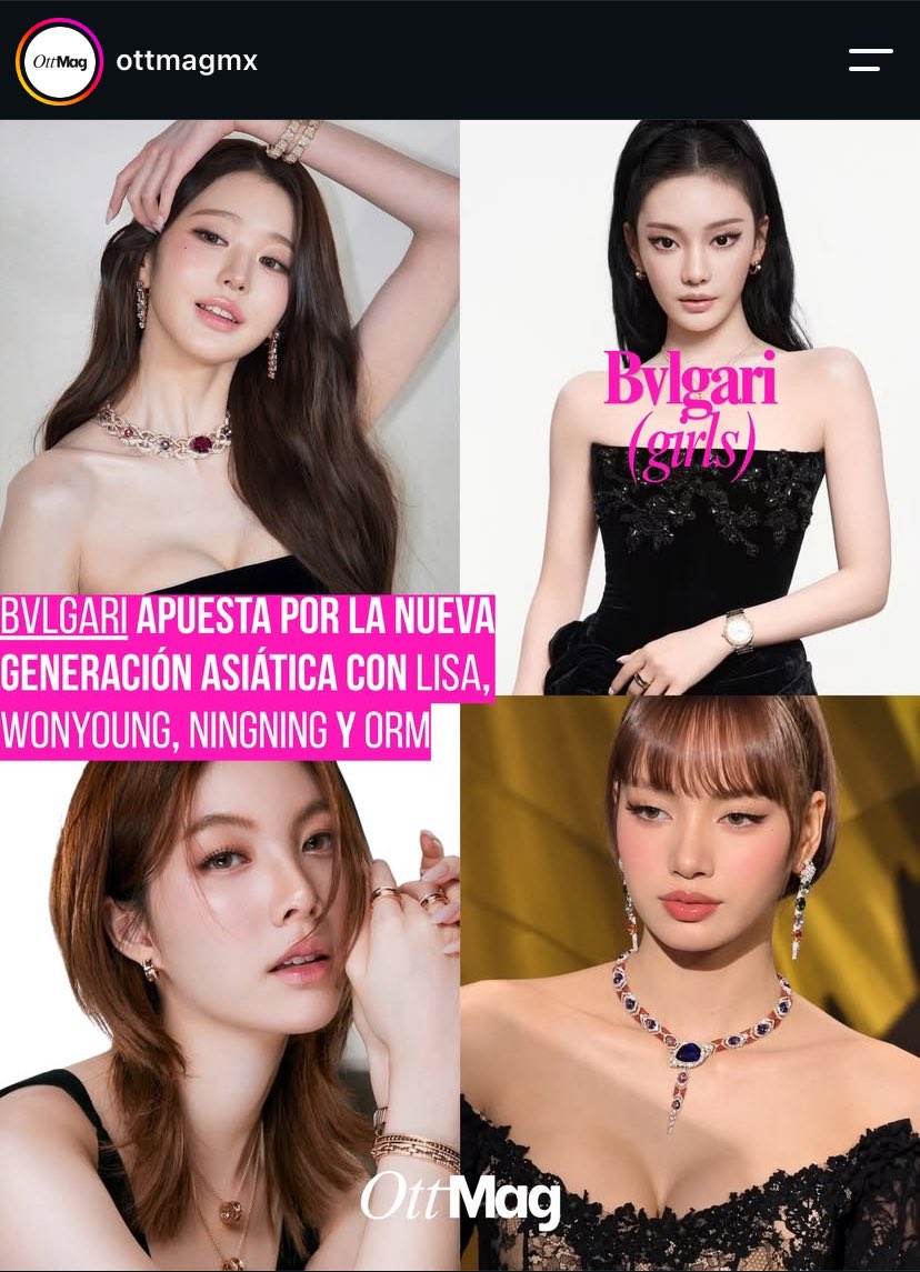 OrmKorn_fans's tweet photo. 💬BVLGARI bets on the new generation of Asian stars with LISA, JANG WONYOUNG, NINGNING and ORM.

📸IG : ottmagmx (สื่อ/นิตยสารที่ทำคอนเทนต์ด้าน แฟชั่น บันเทิง และไลฟ์สไตล์ ในเม็กซิโก 🇲🇽) 

#OrmKornnaphat #ออมกรณ์นภัส‌ 
#OrmFriendOfBvlgari #BVLGARI https://t.co/LuiVb37MOe