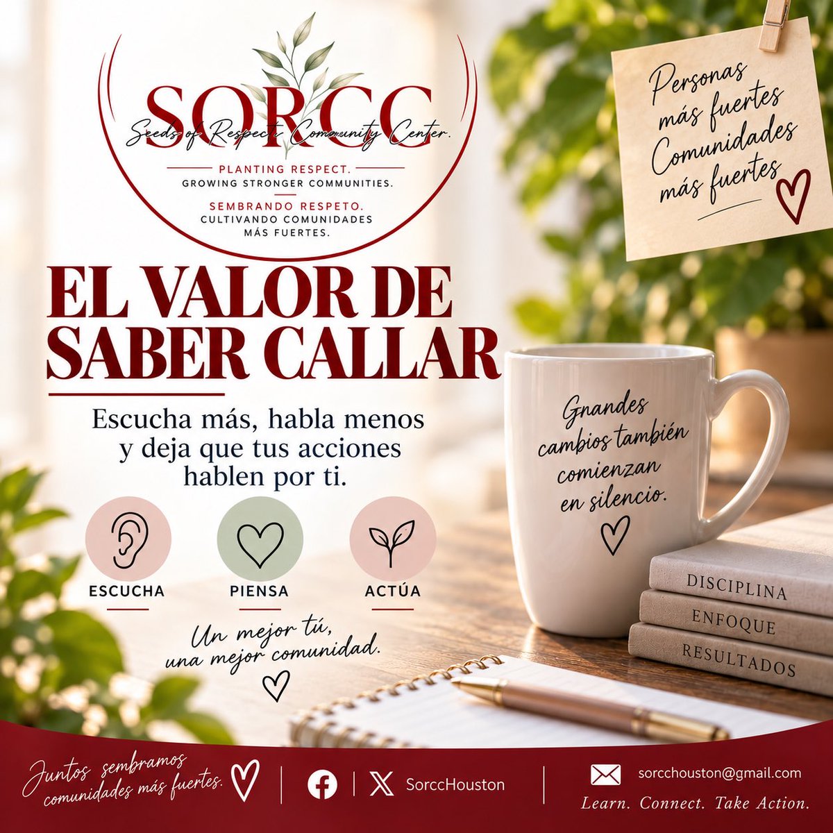 SorccHouston's tweet photo. A veces, el silencio también comunica respeto. 🌿❤️
Escucha, piensa y deja que tus acciones hablen por ti.@SorccHouston
#SORCC #Respeto #Comunidad https://t.co/WHQpNzxw8N