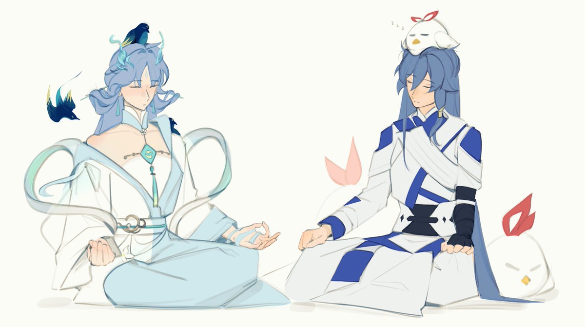 solrdawn's tweet photo. meditating with their birbs https://t.co/ezjjUwJMxl