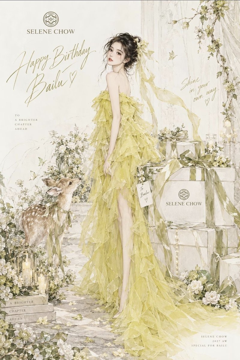 Jeon_Shafatae_7's tweet photo. #BaiLu stunned fans by wearing a custom outfit designed by #SeleneChow paired with Tiffany &amp; Co. jewelry for her Sept 23 birthday photoshoot.

The custom creation beautifully highlights the collaboration between the actress and the renowned designer.

 #HappyBirthdayBaiLu0923. https://t.co/OAHFvVkI6h