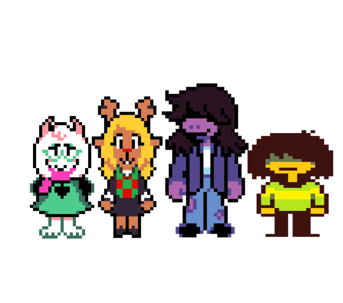 Usagivivy's tweet photo. My headcanon heights for them 

#Deltarune https://t.co/hkv7IZ9tN9