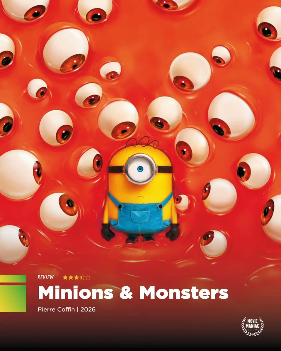 TijuanaSie8fe's tweet photo. REVIEW | Minions &amp; Monsters [2026].. Director: Pierre Coffin
Genre: Animation / Comedy
Cast: Pierre Coffin, Trey Parker, Allison Janney, Christoph Waltz, Jesse Eisenberg. Let me know your thoughts and opinions in the comments down below... https://t.co/XIs4BuiVMp