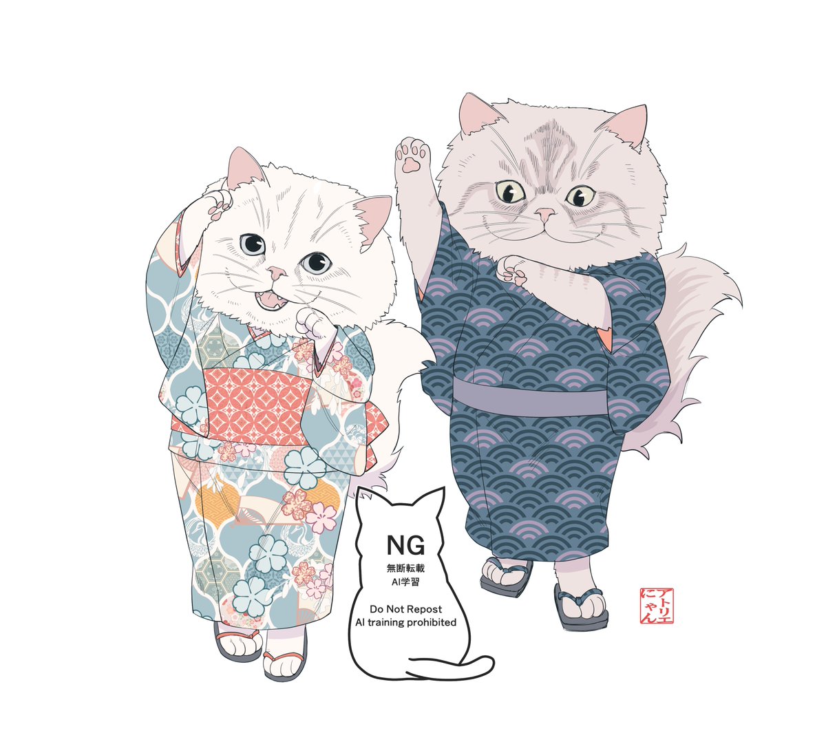AtelierNyan's tweet photo. 【新着情報】
『浴衣とペルシャ猫』を登録いたしました。
昨日登録したナイトメアねこちゃんが今までで一番の反応がありまして…方向性を模索中です😂
＃ペルシャ猫　＃ねこ　＃ねこ好きさんと繋がりたい　＃和柄 https://t.co/OBG7Pl84Hs