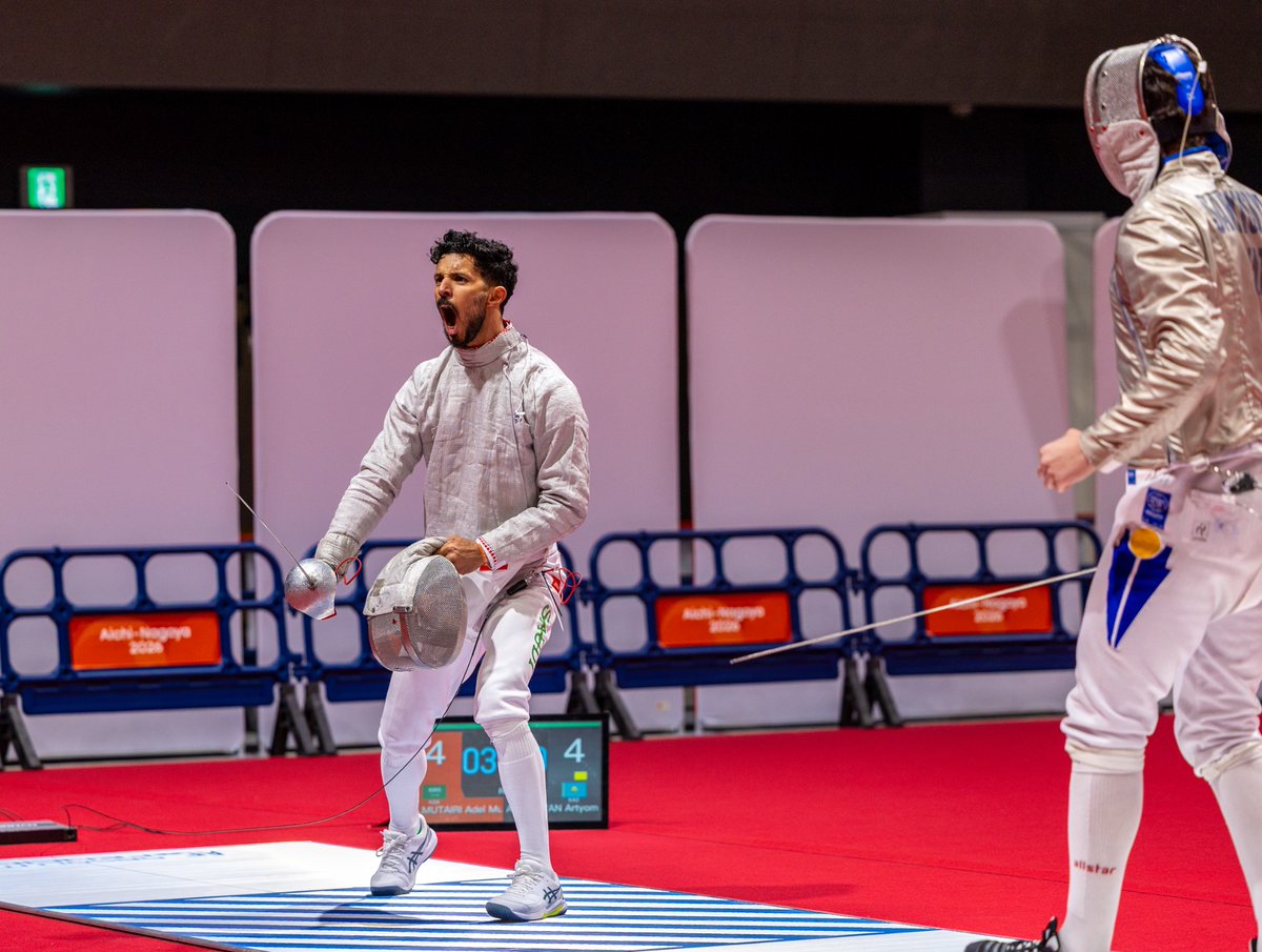 TeamSaudi's tweet photo. إلى دور الـ 32 ✅

🏅 | دورة الألعاب الآسيوية العشرين #ناغويا2026
🤺 | المبارزة
👤 | رجال 👨🏻
📊 | السايبر

▫️ عادل المطيري 🤺

▪️ المجموعات (2/5)
✅| 5 - 4 أرتيوم ساركيسيان 🇰🇿
❎| 3 - 5 موسى أيْموراتوف 🇺🇿
❎| 1 - 5 كريستيان جيستر 🇵🇭
❎| 1 - 5 دو غيونغ دونغ 🇰🇷
✅| 5 - 2 أحمد الحمادي 🇦🇪

*يلاقي عادل نظيره الفلبيني يونيس دانيال فيلانويفا الساعة 7:30 ص بتوقيت 🇸🇦

#فريق_السعودية | #نشجعك 💚