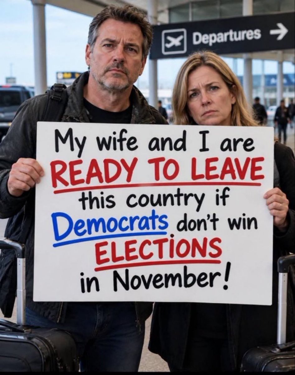 CharlieWar2ez's tweet photo. My wife and I are READY TO LEAVE this country if Democrats don't win ELECTIONS in November!

What's your reponds? https://t.co/9SAa4oUpty