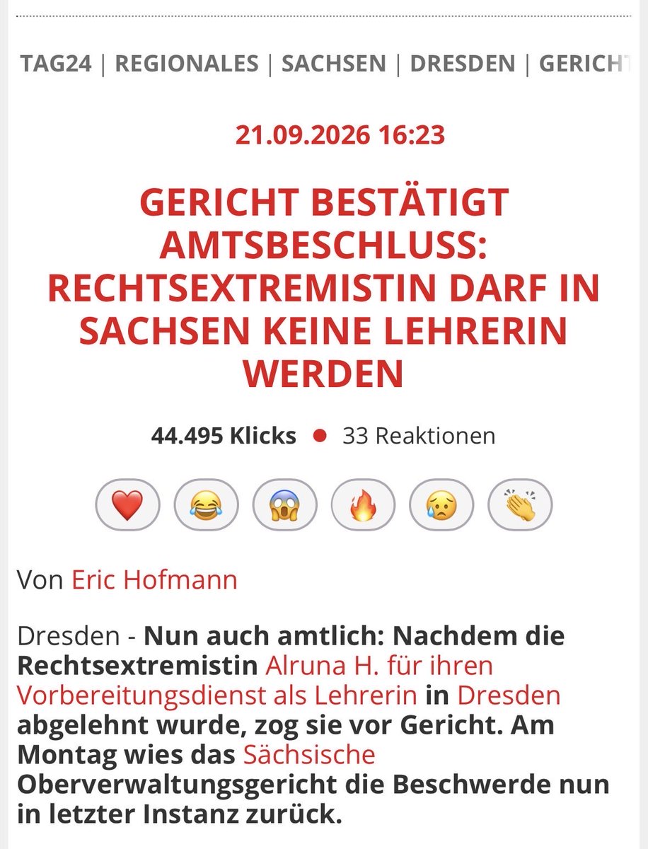 Meyermacht's tweet photo. Richtige Entscheidung. Wer die freiheitlich-demokratische Grundordnung ablehnt, hat im Staatsdienst und vor Kindern nichts verloren. https://t.co/GRINy1pfxe