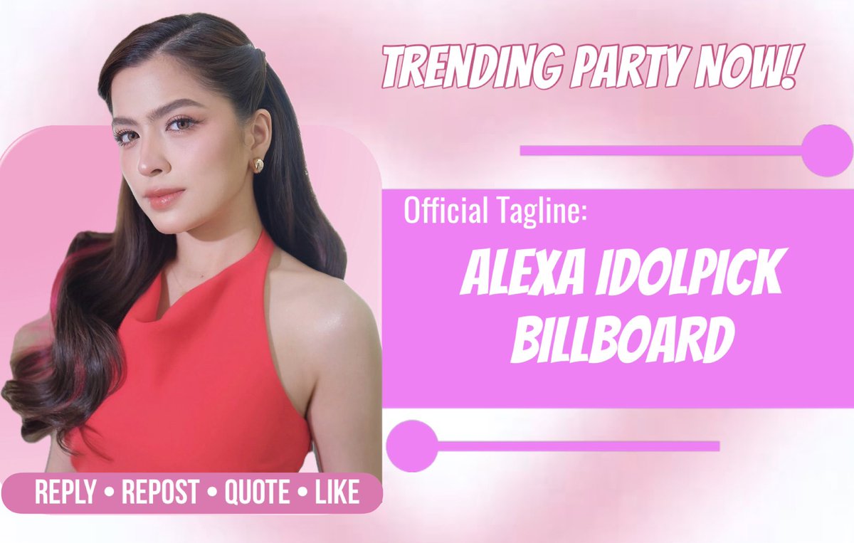 Kaelee_0916's tweet photo. Alexa Ilacad’s X-Party!

Official Tagline:

ALEXA IDOLPICK BILLBOARD

#AlexaIlacad | @alexailacad 

Kindly drop the tag if you see this post. Thank You!

Post | Repost |  Quote | Reply https://t.co/JYrMjyeisK