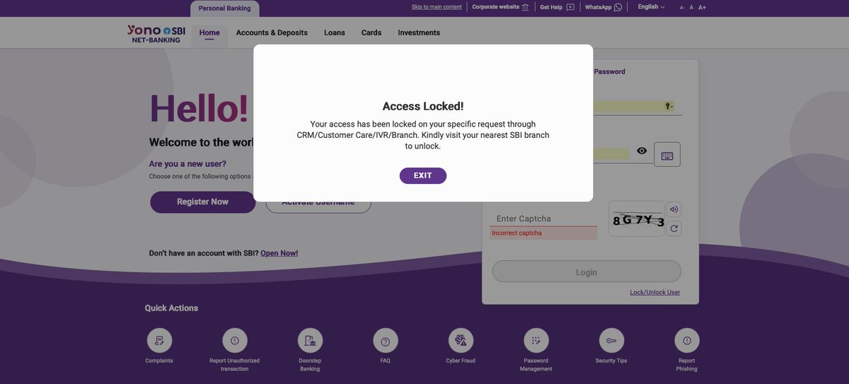 VinayKumar27220's tweet photo. Facing a weird issue with @TheOfficialSBI internet banking. The site fails to open this morning again (screenshot attached) but works perfectly fine in the afternoon. Branch staff says no issue on their end. Is anyone else facing this morning glitch? 💻❌ #sbi https://t.co/NcvDEAYbxg