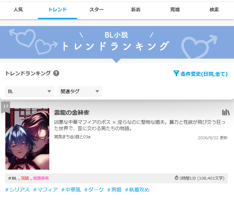 nirai3yn8ji's tweet photo. 完結してから、いろんな人に読んでいただけまして、エブリスタでトレンド17位になりました！
ありがとうございます🌸 https://t.co/UsFBmzzKty