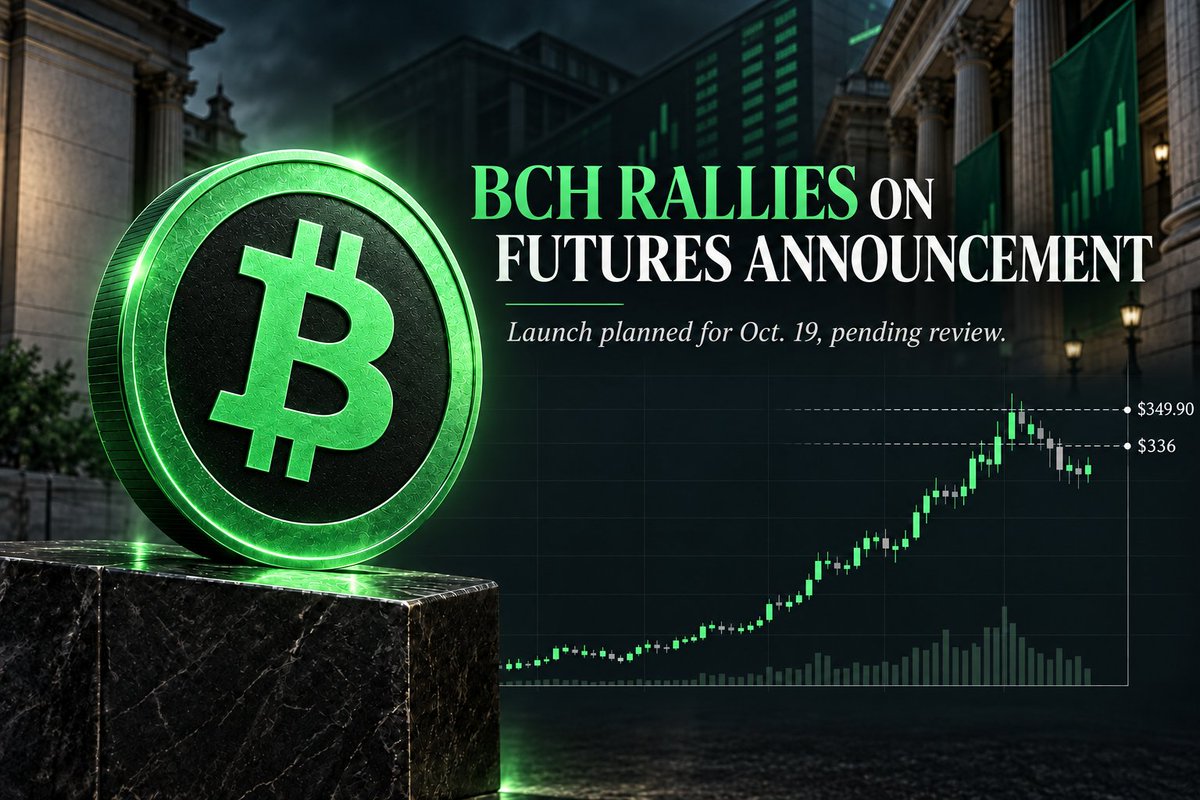 blockvia_'s tweet photo. What’s behind BCH’s 28% jump? It’s near $340.49 after CME announced plans for BCH futures on Oct. 19, pending review. 
The price reaction is clear; the launch is still ahead. 

➡Subscribe for more. 
#BCH #BitcoinCash #CryptoNews #CryptoMarkets #Futures https://t.co/jbcnVayZrZ