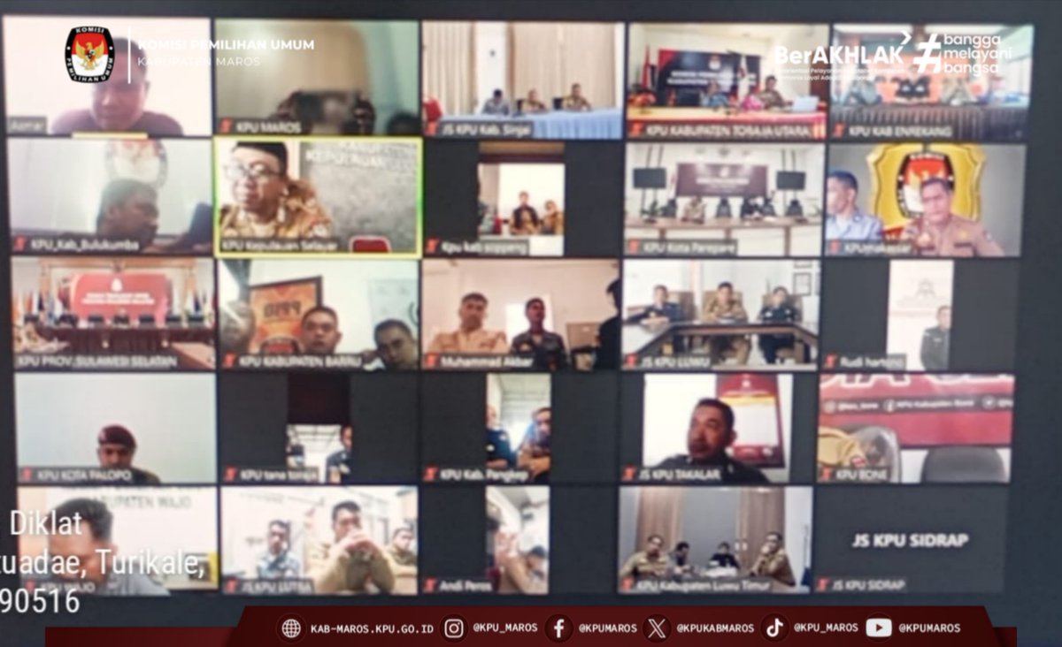 kpukabmaros's tweet photo. #Temanpemilih, ​– KPU Kabupaten Maros menghadiri Rapat Koordinasi Jagat Saksana KPU Kabupaten/Kota Se-Sulawesi Selatan yang dilaksanakan KPU Provinsi Sulawesi Selatan Via  Zoom Meeting.  Maros, (23/9/2026).

#KPUMelayani https://t.co/VkVNmApLY6